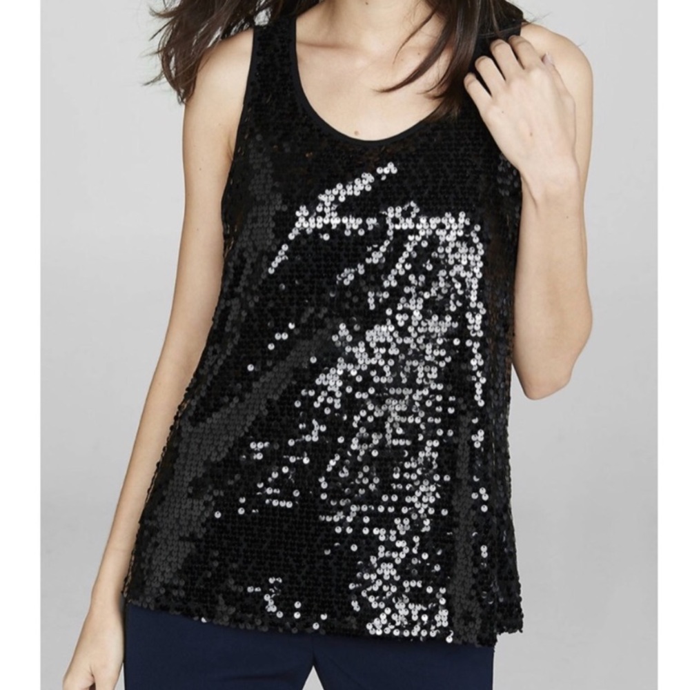 Express Dream Weight Cotton Sequin Front Razorback Tank Size XS